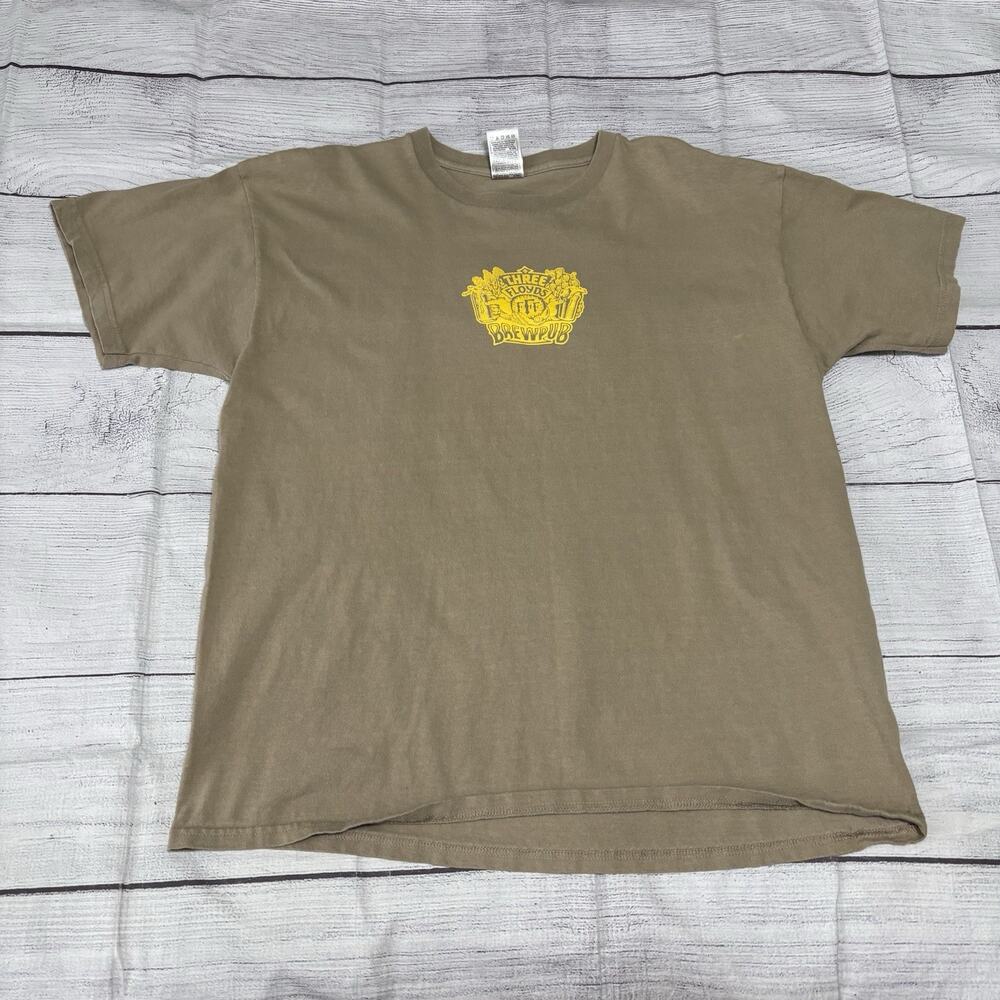 Three Floyds Brewing Alpha King Mens Size XL Shirt T-Shirt Beige Tan